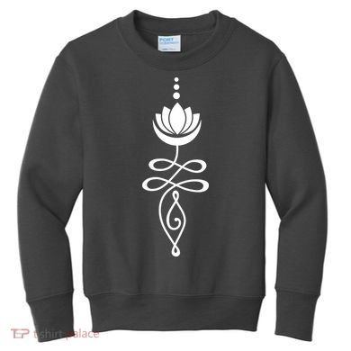 Buddhist Crescent Moon And Lotus Flower Kids Sweatshirt