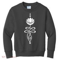 Buddhist Crescent Moon And Lotus Flower Kids Sweatshirt thumb 0