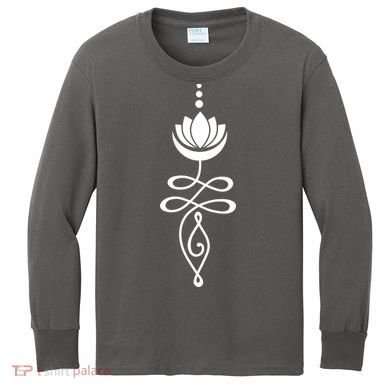 Buddhist Crescent Moon And Lotus Flower Kids Long Sleeve Shirt