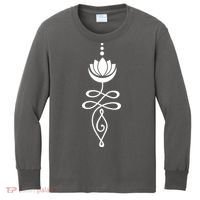Buddhist Crescent Moon And Lotus Flower Kids Long Sleeve Shirt thumb 0