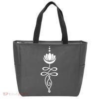 Buddhist Crescent Moon And Lotus Flower Tote Bag thumb 0