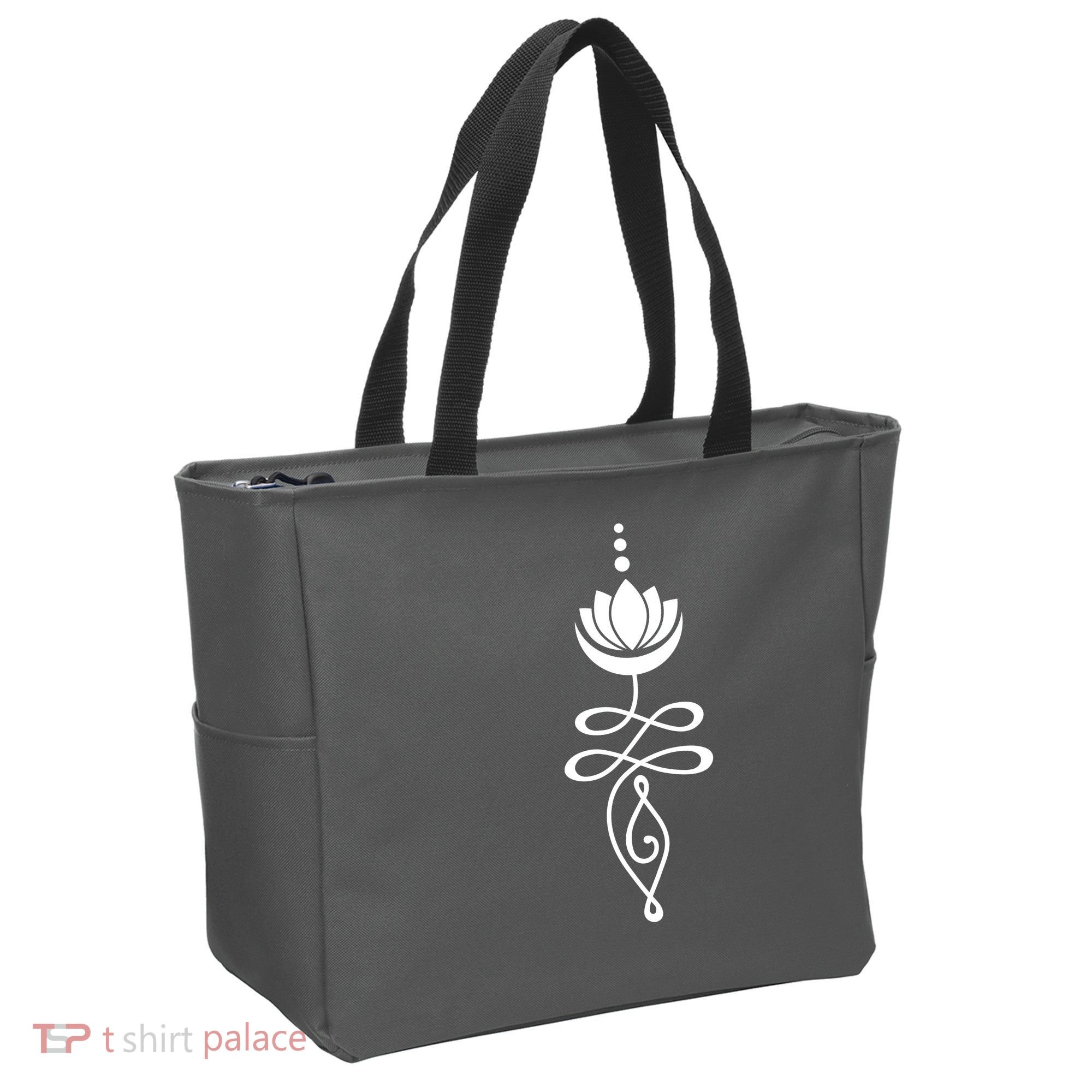 Buddhist Crescent Moon And Lotus Flower Tote Bag