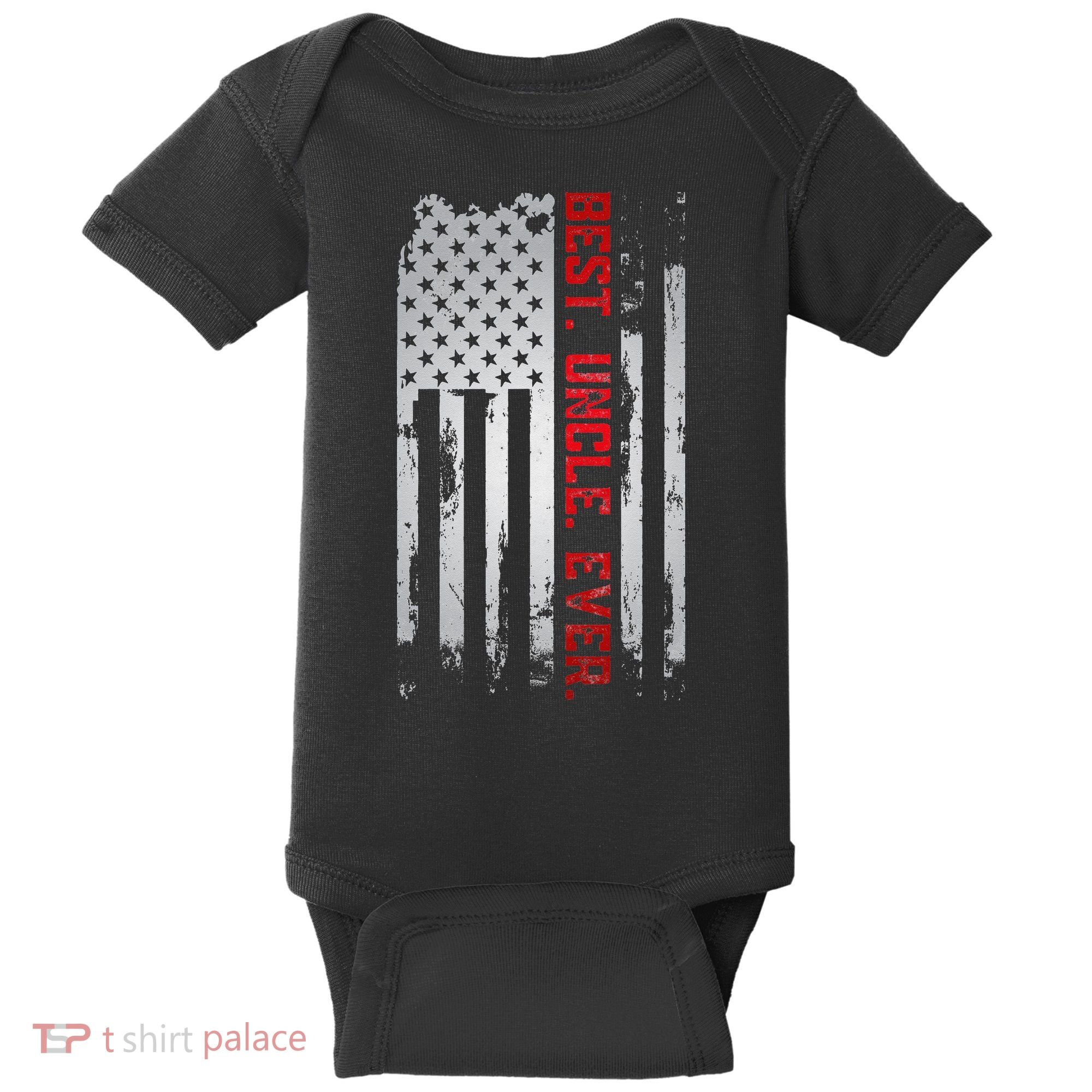 Best Uncle Ever American USA flag Father’s Day gift for Dad Baby Bodysuit