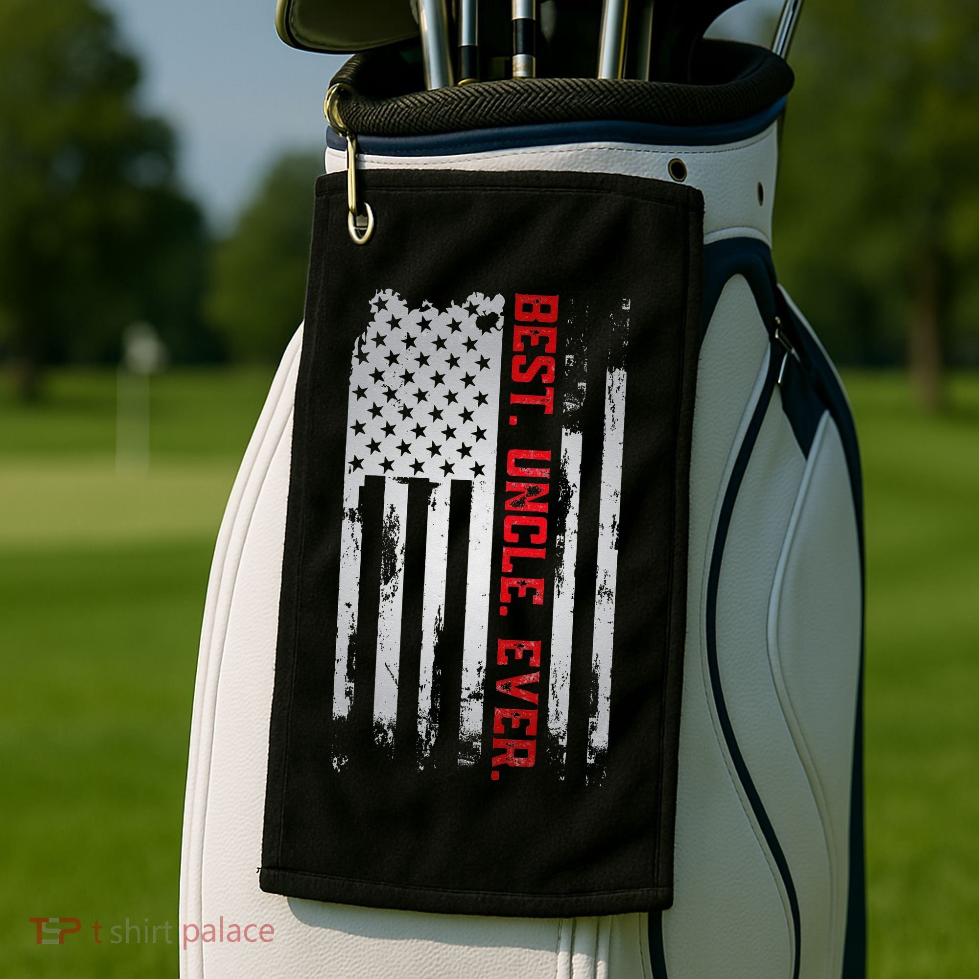 Best Uncle Ever American USA flag Father’s Day gift for Dad Golf Towel
