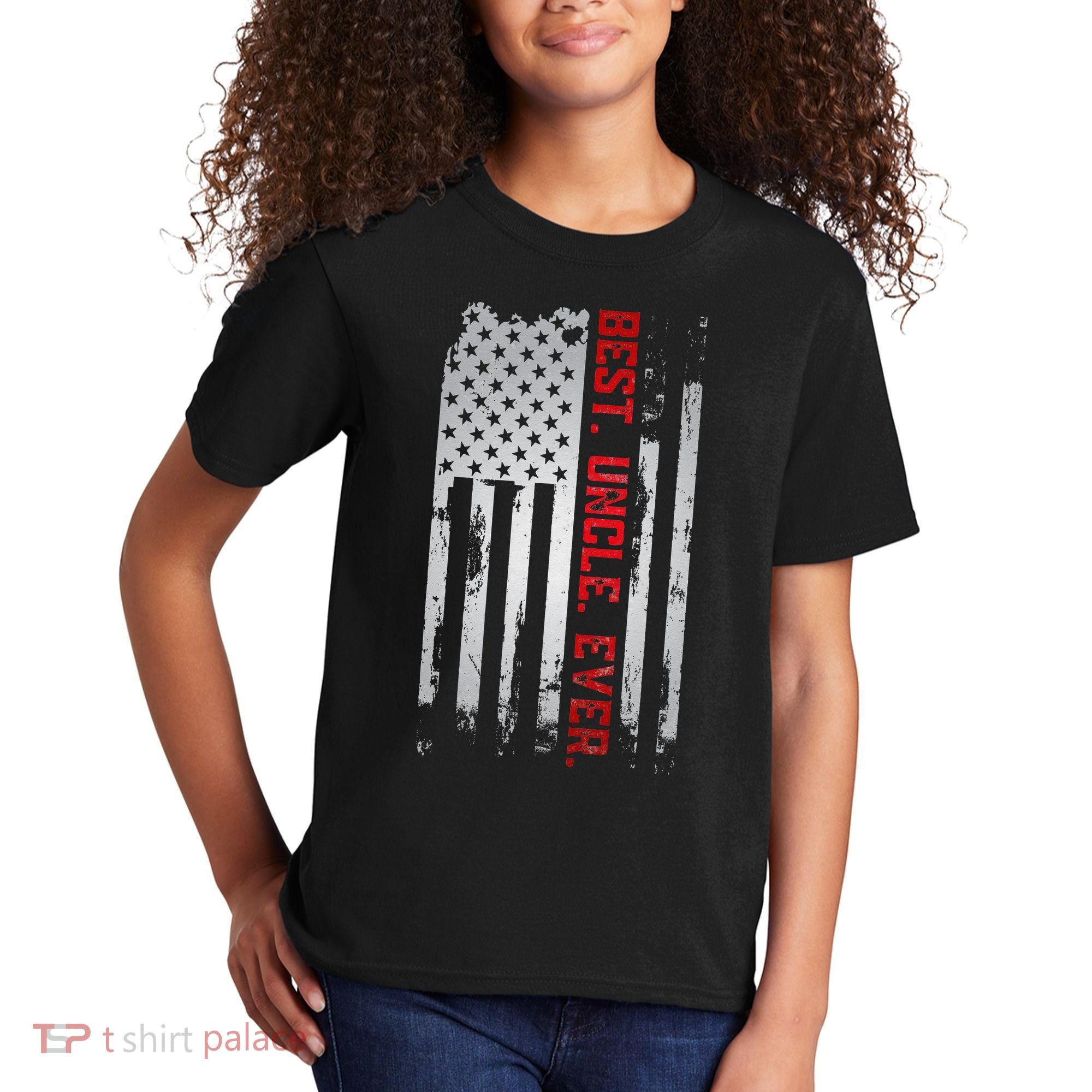 Best Uncle Ever American USA flag Father’s Day gift for Dad Kids T-Shirt