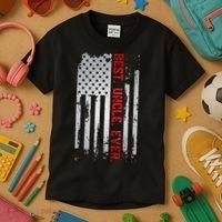Best Uncle Ever American USA flag Father’s Day gift for Dad Kids T-Shirt thumb 3