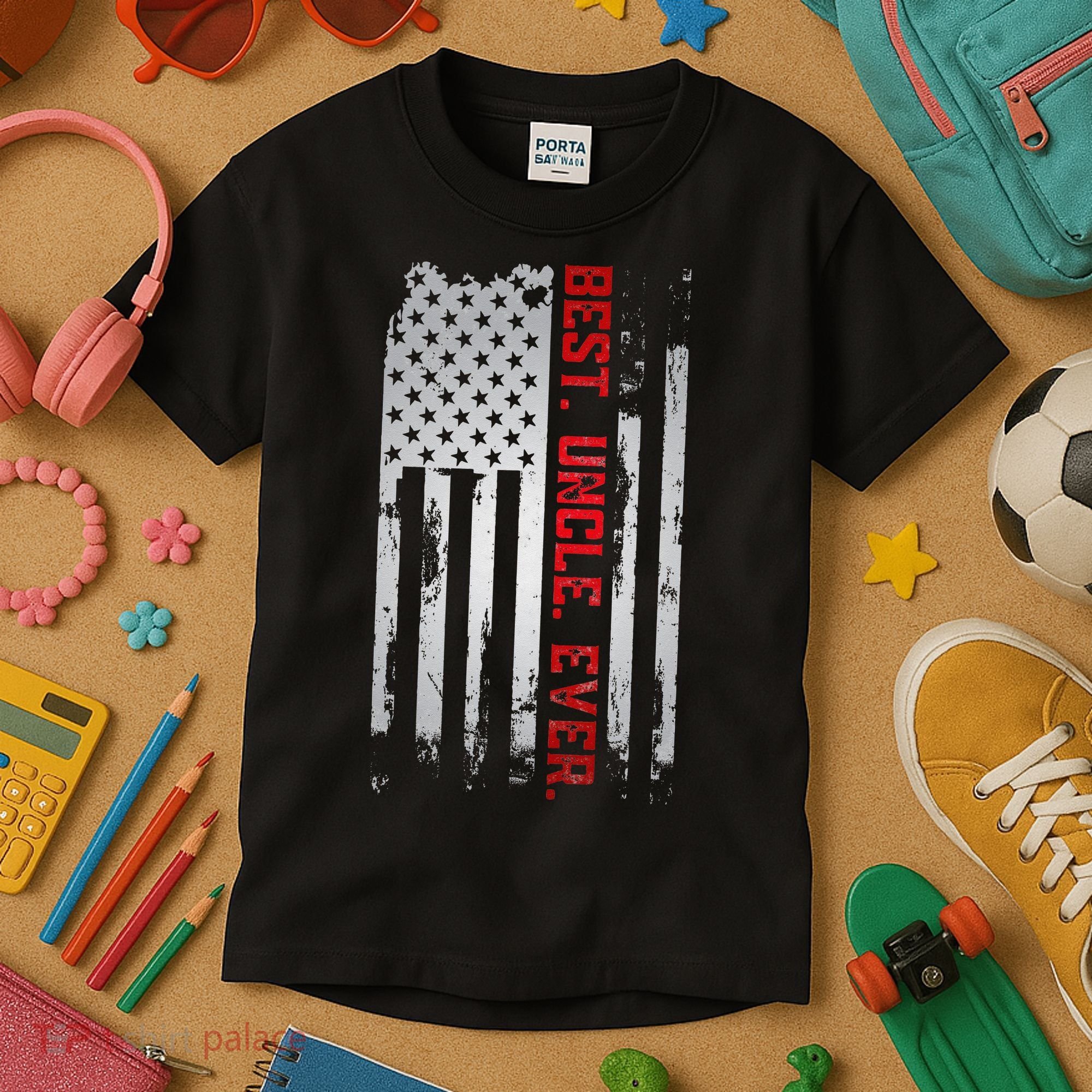 Best Uncle Ever American USA flag Father’s Day gift for Dad Kids T-Shirt