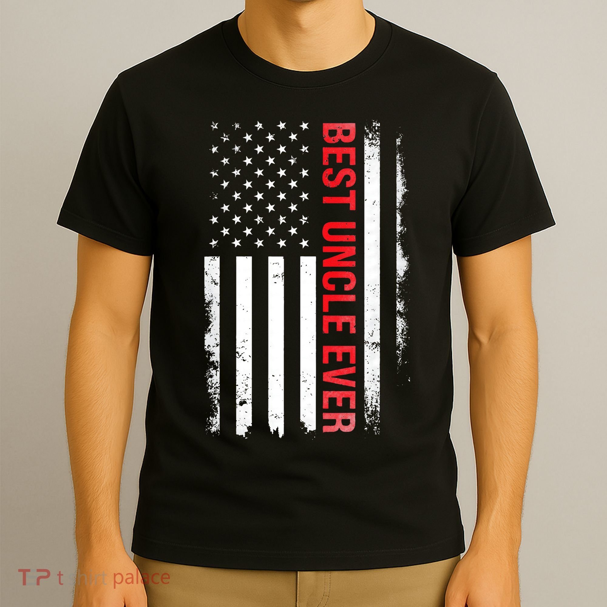 Best Uncle Ever USA Flag Funny Uncle T-Shirt