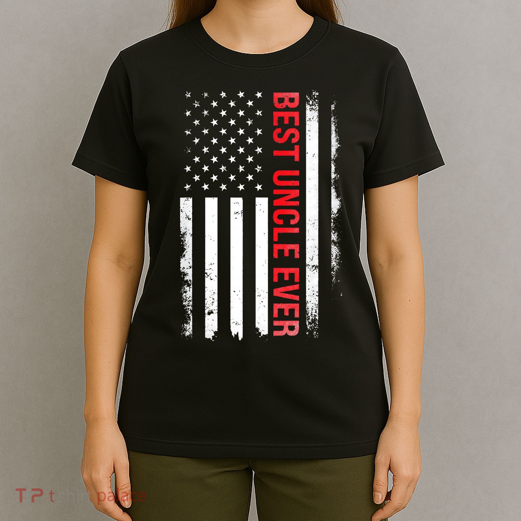 Best Uncle Ever USA Flag Funny Uncle T-Shirt