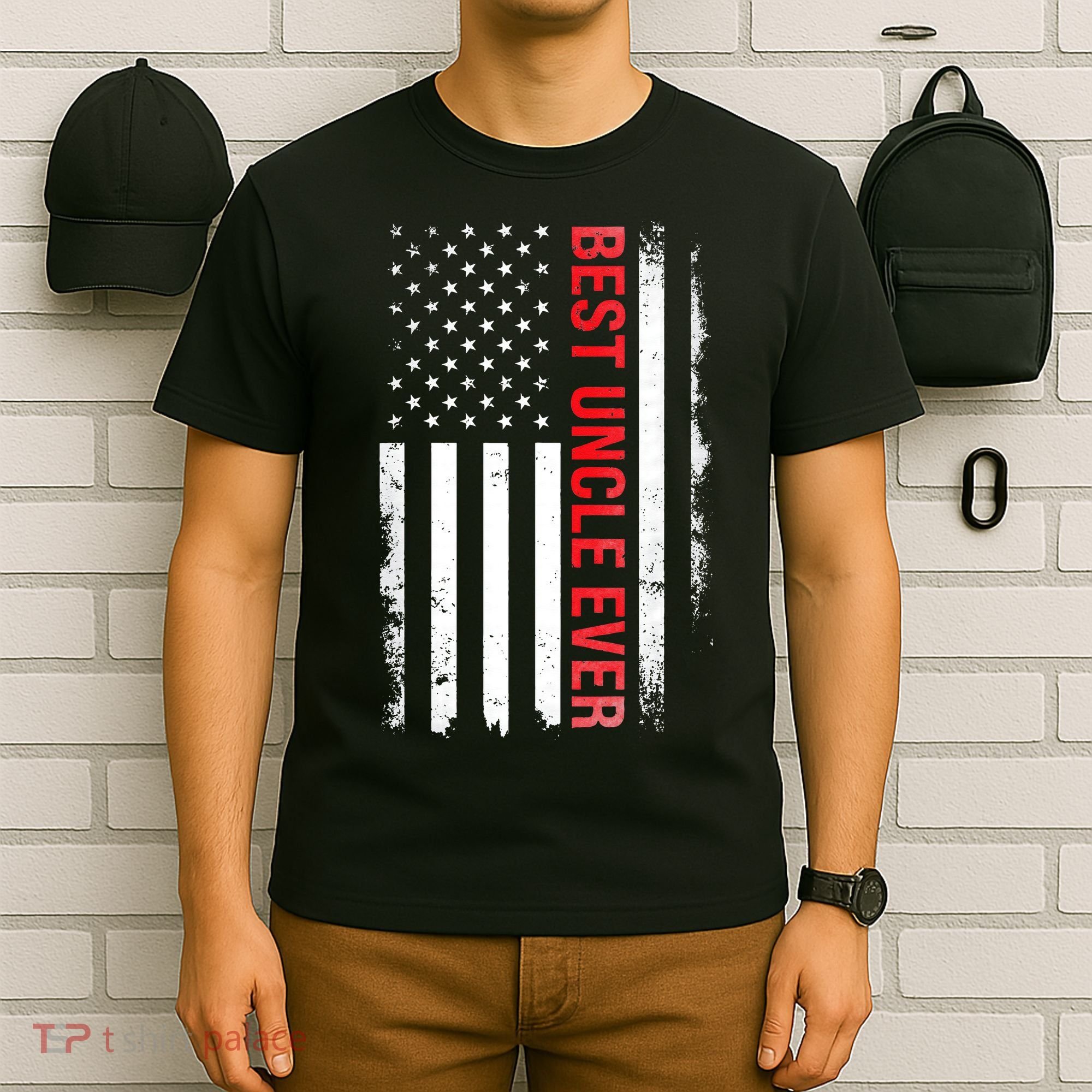 Best Uncle Ever USA Flag Funny Uncle T-Shirt