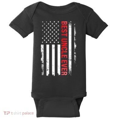 Best Uncle Ever USA Flag Funny Uncle Baby Bodysuit