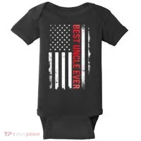 Best Uncle Ever USA Flag Funny Uncle Baby Bodysuit thumb 0