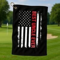 Best Uncle Ever USA Flag Funny Uncle Golf Towel thumb 1