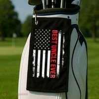 Best Uncle Ever USA Flag Funny Uncle Golf Towel thumb 2