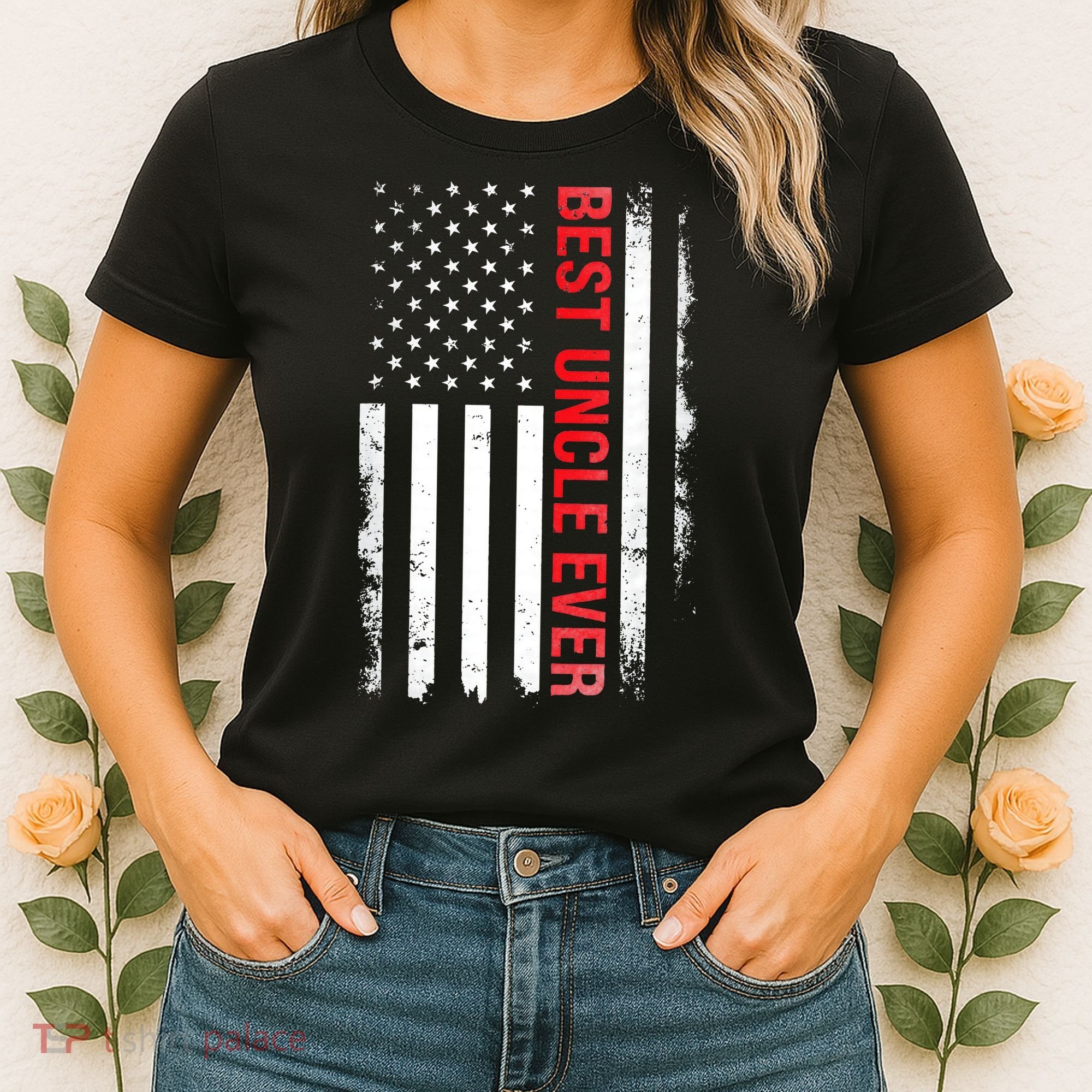 Best Uncle Ever USA Flag Funny Uncle Women's T-Shirt