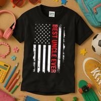 Best Uncle Ever USA Flag Funny Uncle Kids T-Shirt thumb 3