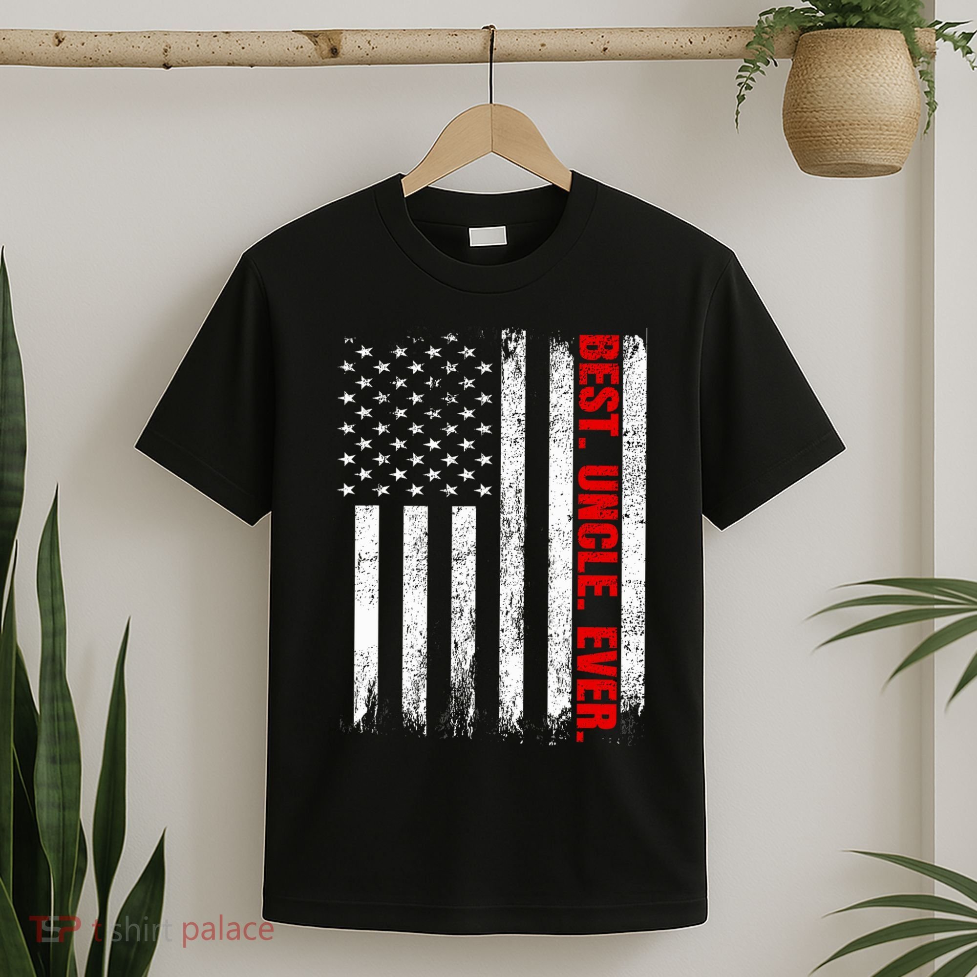 Best Uncle Ever Usa Flag Fathers Day Firefighter Red Line T-Shirt