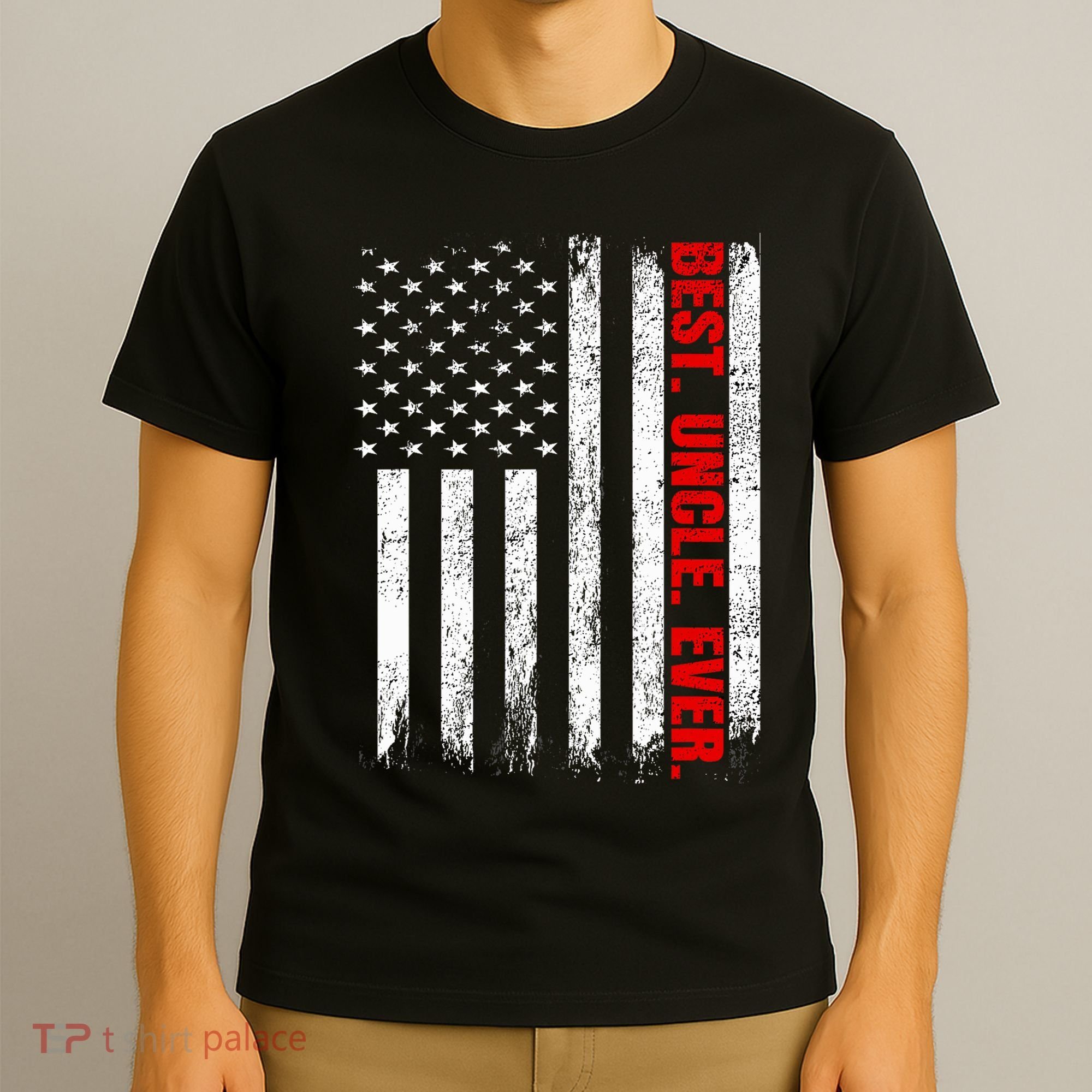 Best Uncle Ever Usa Flag Fathers Day Firefighter Red Line T-Shirt
