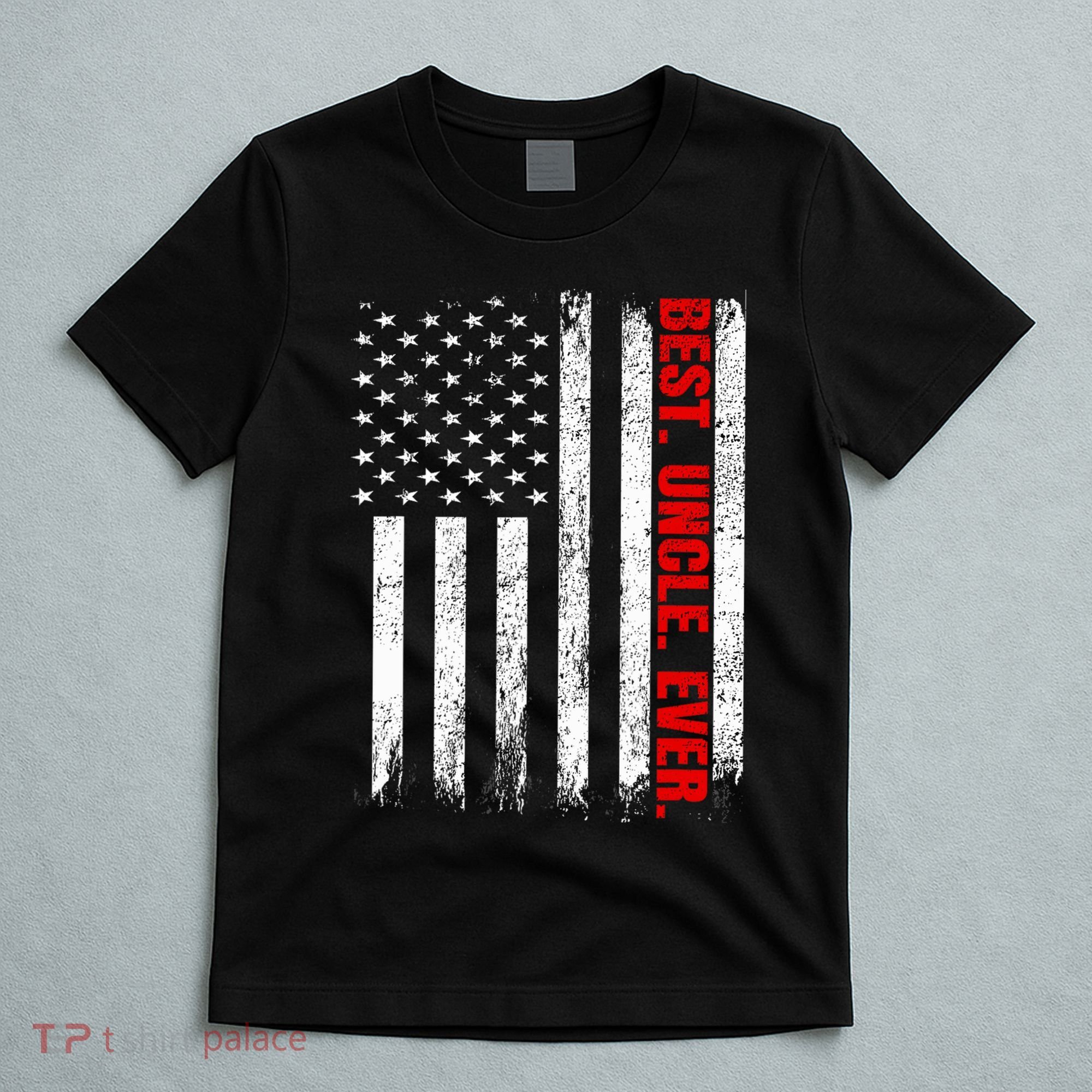 Best Uncle Ever Usa Flag Fathers Day Firefighter Red Line T-Shirt