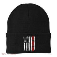Best Uncle Ever Usa Flag Fathers Day Firefighter Red Line Beanie thumb 0