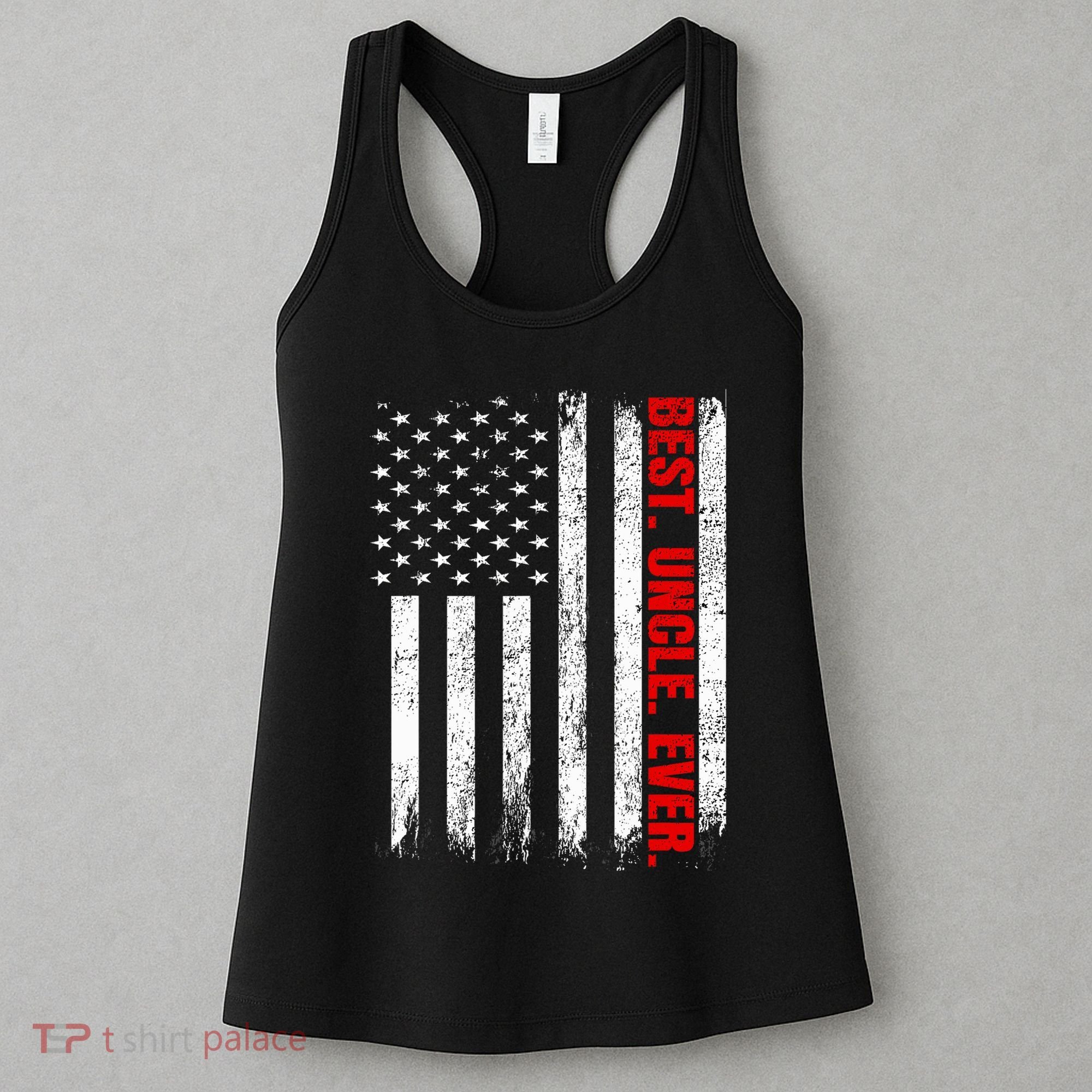Best Uncle Ever Usa Flag Fathers Day Firefighter Red Line Women's Tank Top
