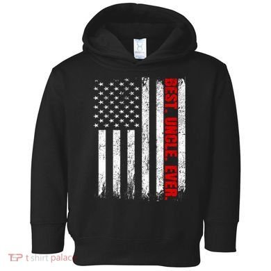 Best Uncle Ever Usa Flag Fathers Day Firefighter Red Line Toddler Hoodie