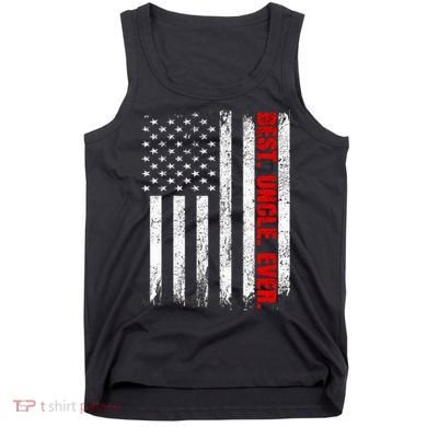 Best Uncle Ever Usa Flag Fathers Day Firefighter Red Line Tank Top