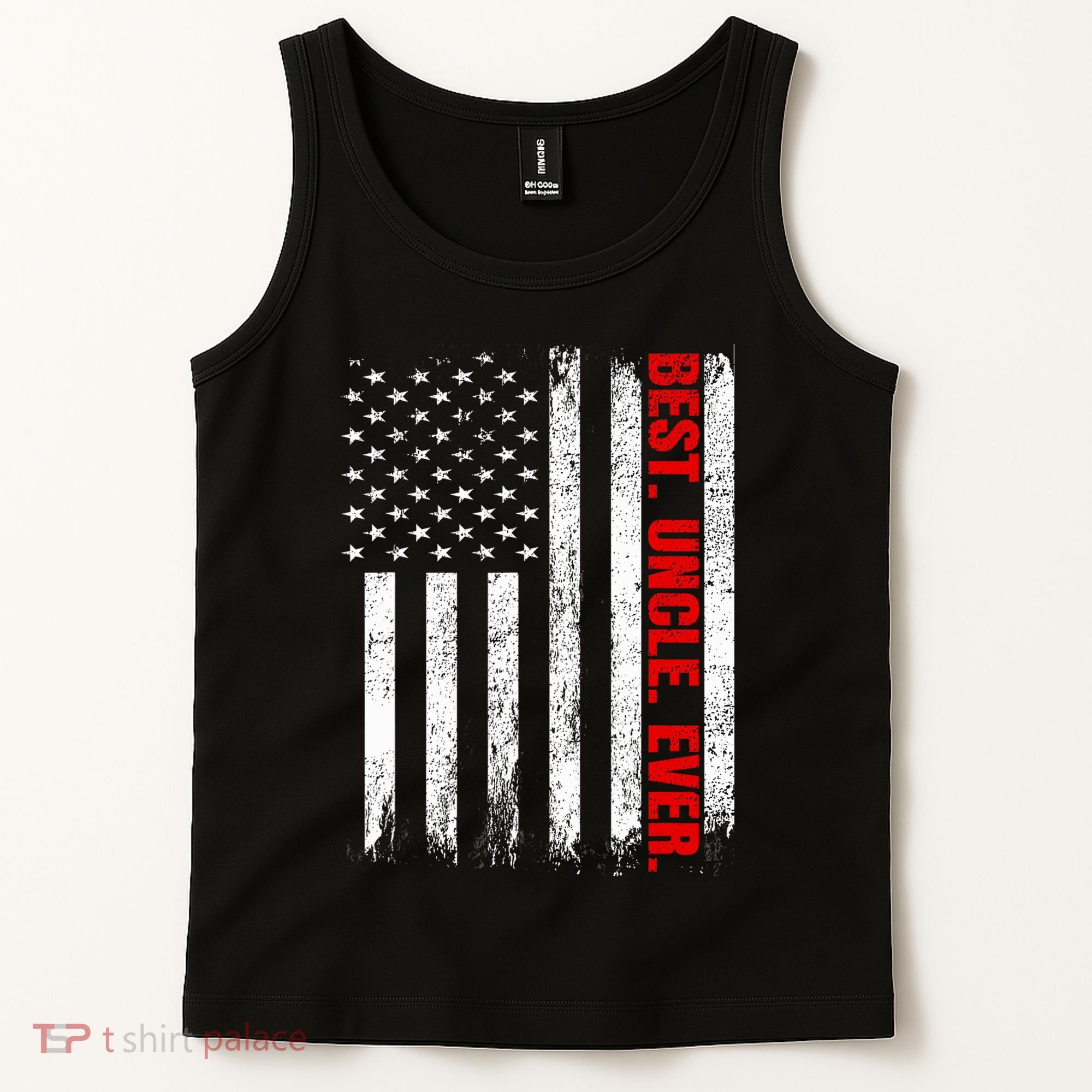 Best Uncle Ever Usa Flag Fathers Day Firefighter Red Line Tank Top
