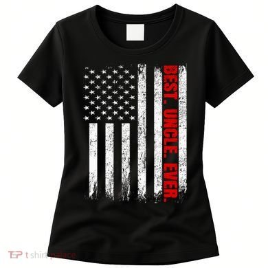 Best Uncle Ever Usa Flag Fathers Day Firefighter Red Line Women's T-Shirt