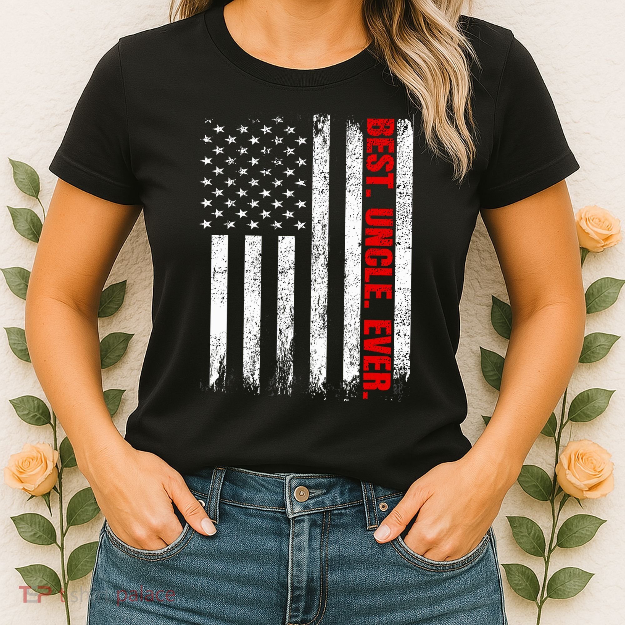 Best Uncle Ever Usa Flag Fathers Day Firefighter Red Line Women's T-Shirt