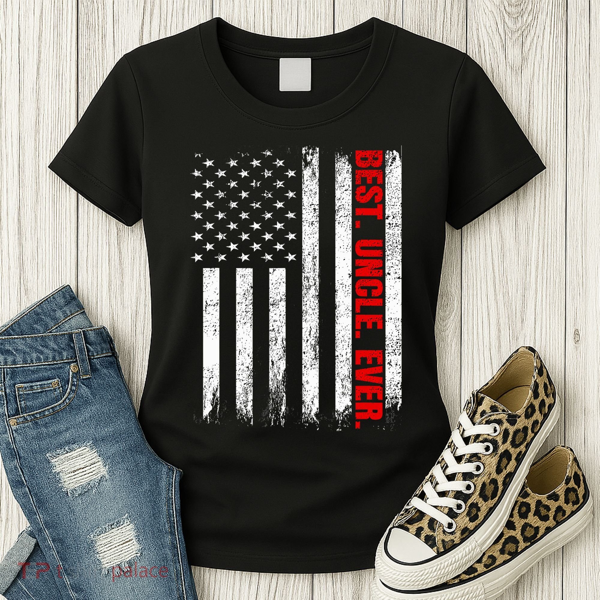 Best Uncle Ever Usa Flag Fathers Day Firefighter Red Line Women's T-Shirt