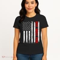 Best Uncle Ever Usa Flag Fathers Day Firefighter Red Line Women's T-Shirt thumb 4