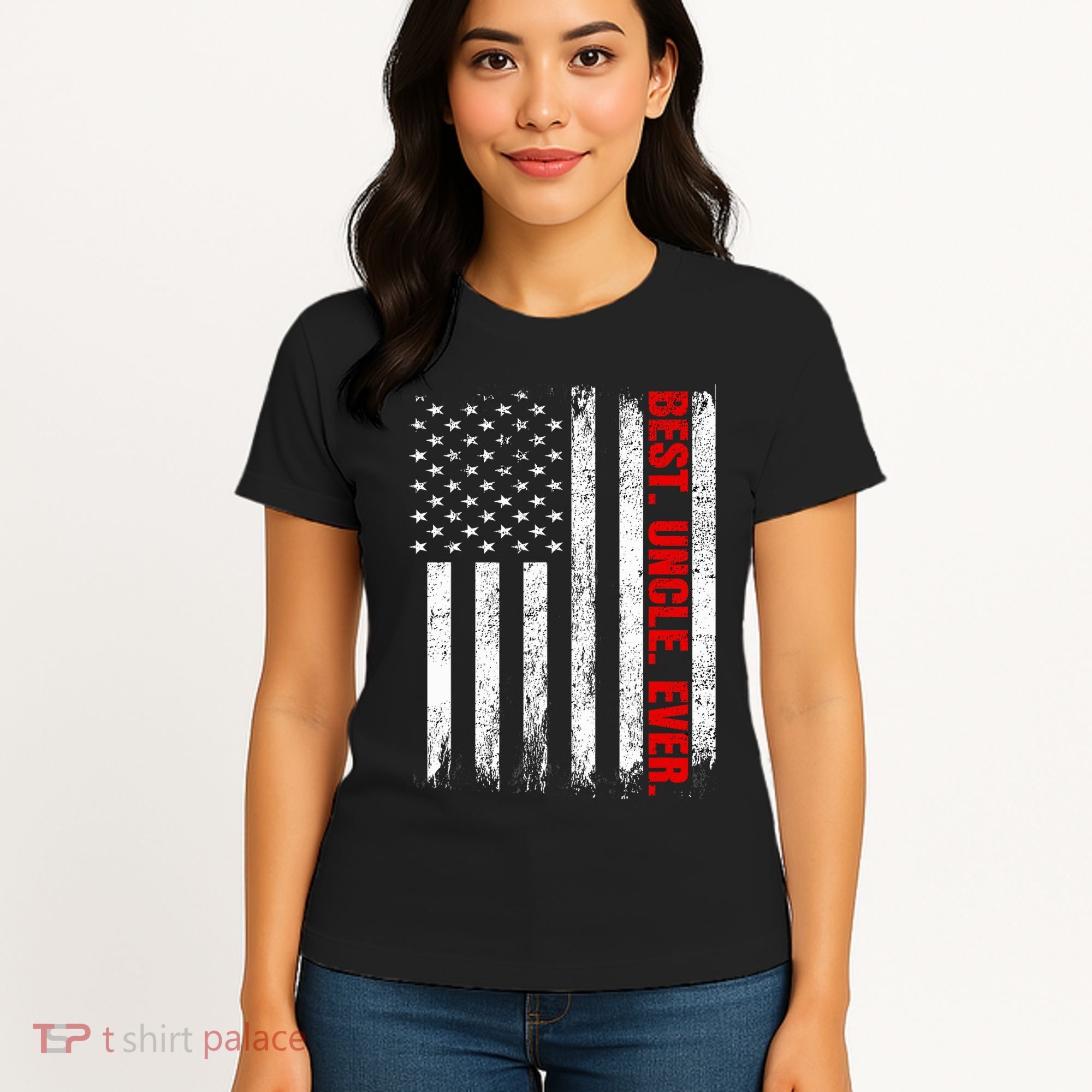 Best Uncle Ever Usa Flag Fathers Day Firefighter Red Line Women's T-Shirt