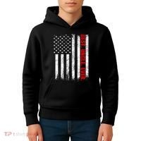 Best Uncle Ever Usa Flag Fathers Day Firefighter Red Line Kids Hoodie thumb 4