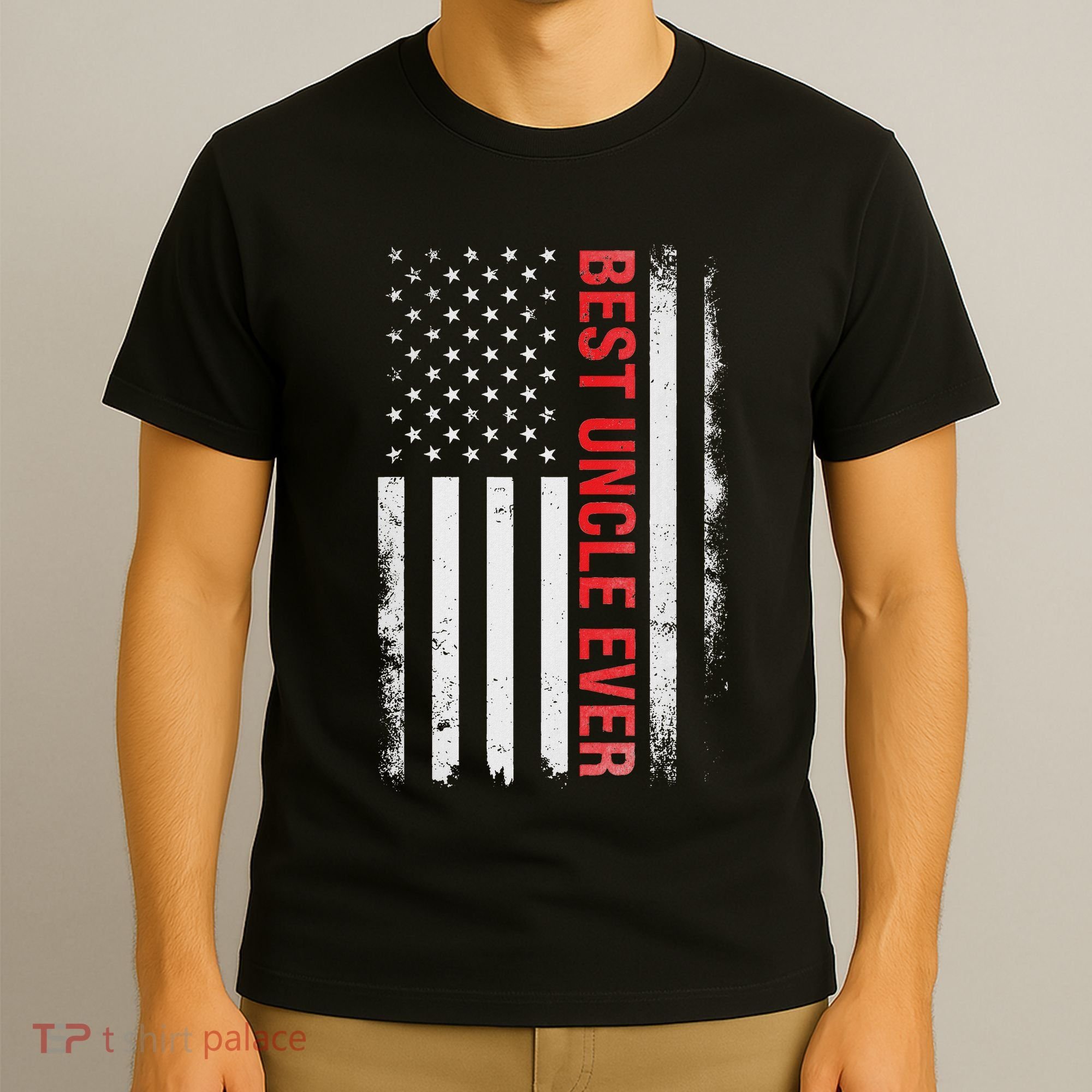Best Uncle Ever Usa Flag Funny Uncle T-Shirt