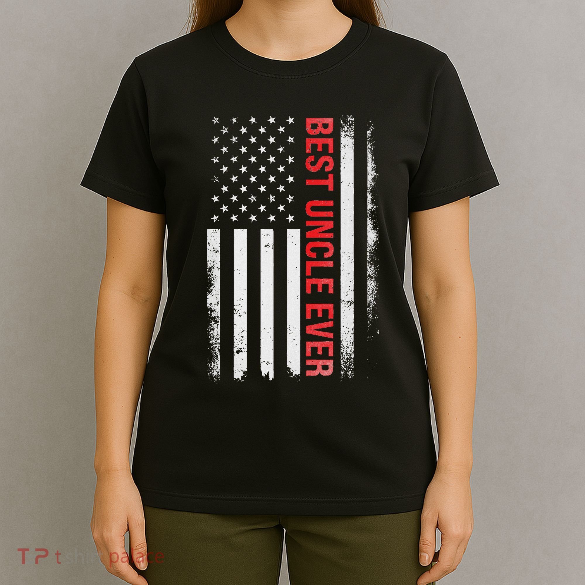 Best Uncle Ever Usa Flag Funny Uncle T-Shirt