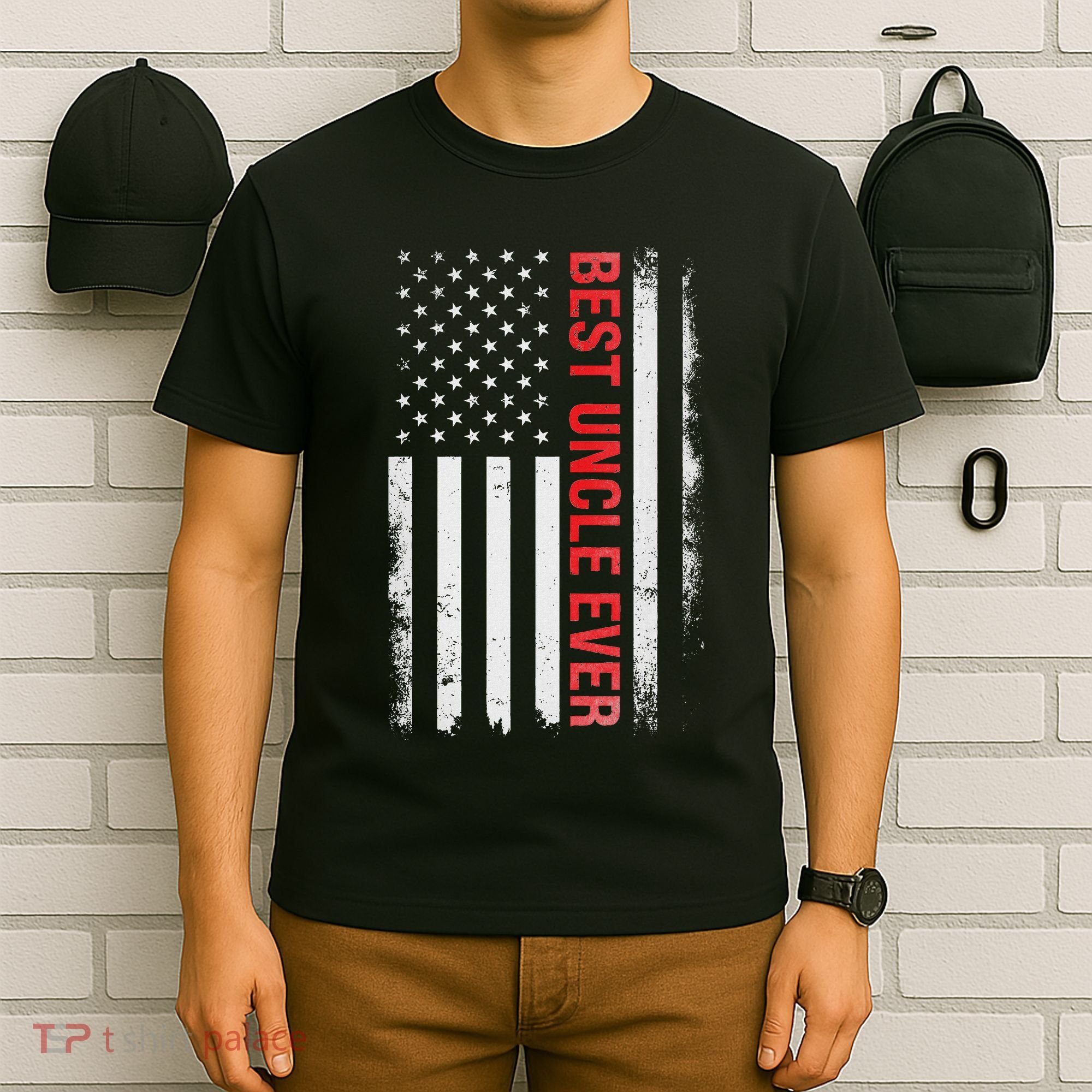 Best Uncle Ever Usa Flag Funny Uncle T-Shirt
