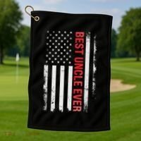 Best Uncle Ever Usa Flag Funny Uncle Golf Towel thumb 1