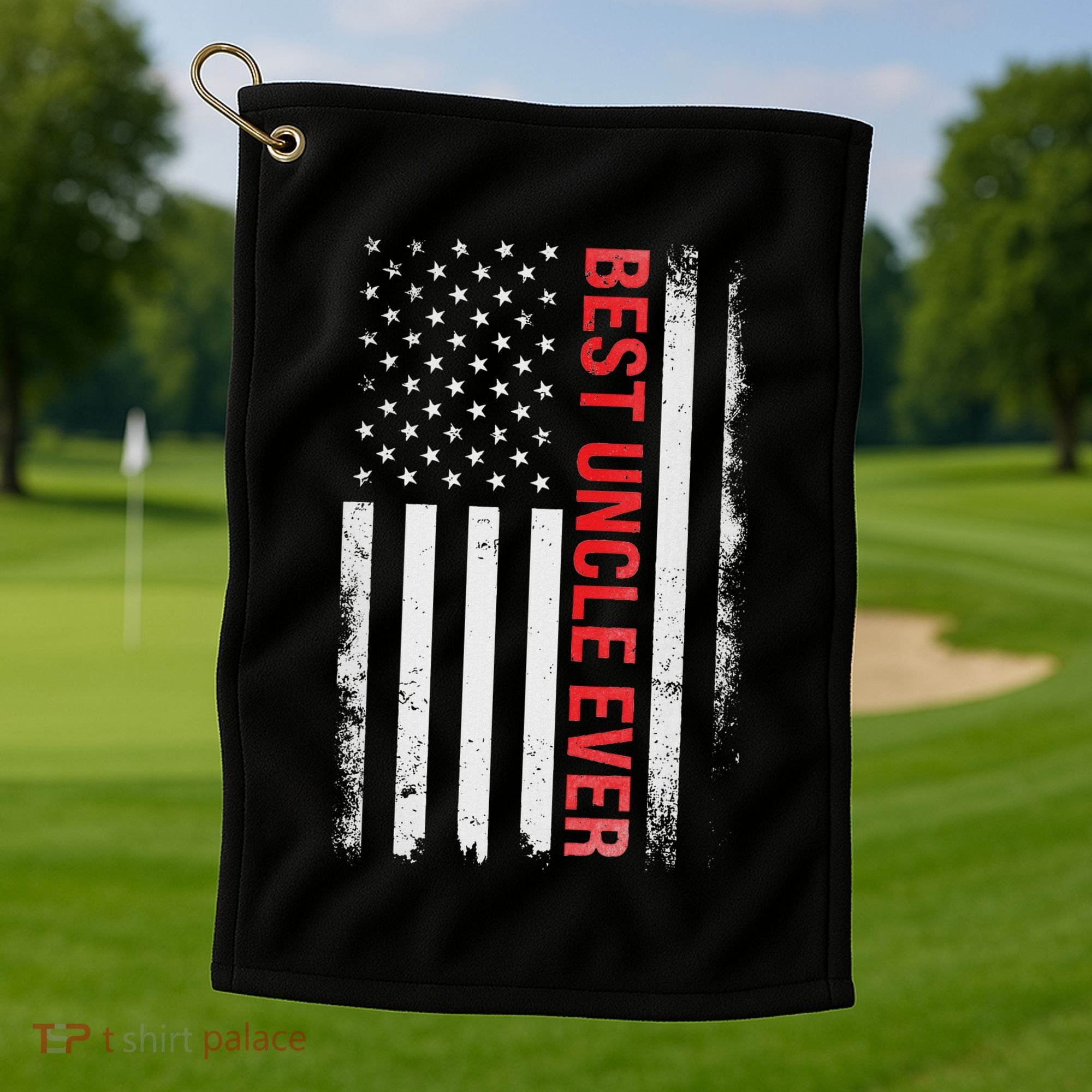 Best Uncle Ever Usa Flag Funny Uncle Golf Towel