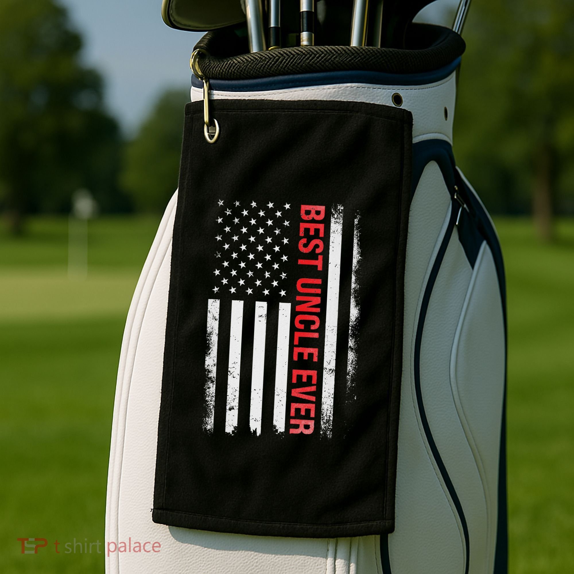 Best Uncle Ever Usa Flag Funny Uncle Golf Towel