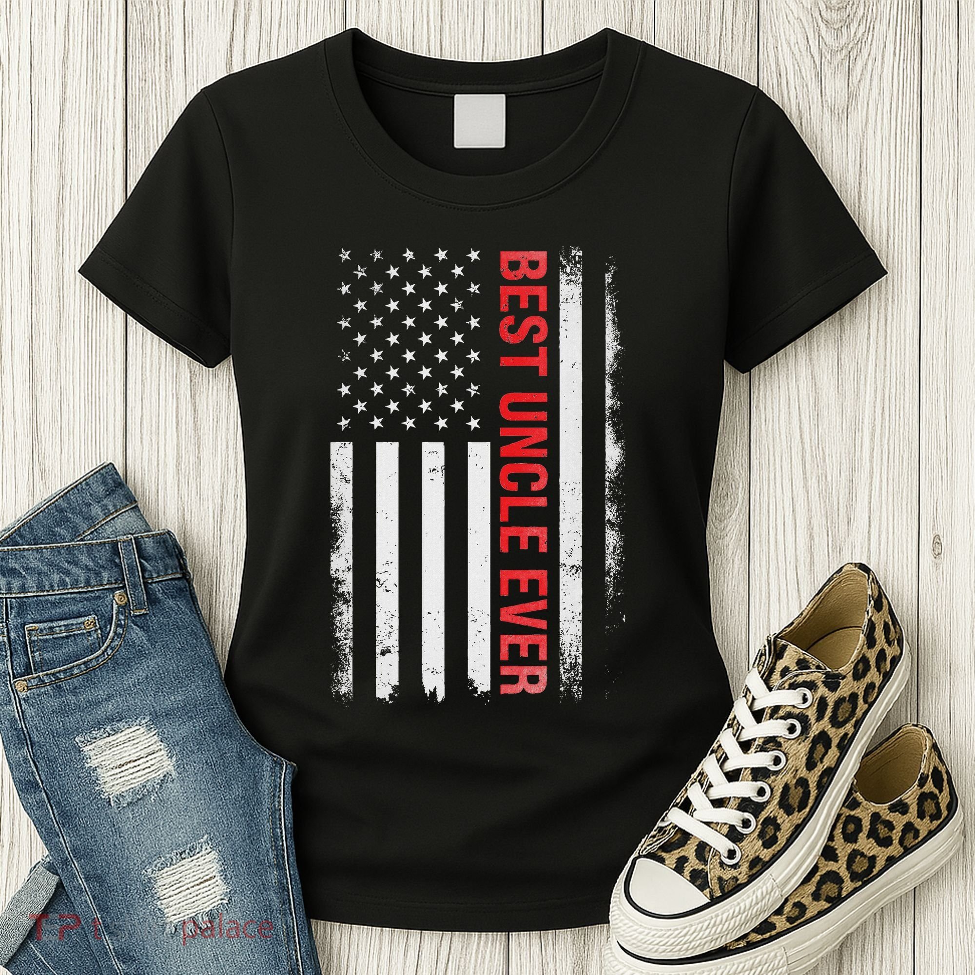 Best Uncle Ever Usa Flag Funny Uncle Women's T-Shirt