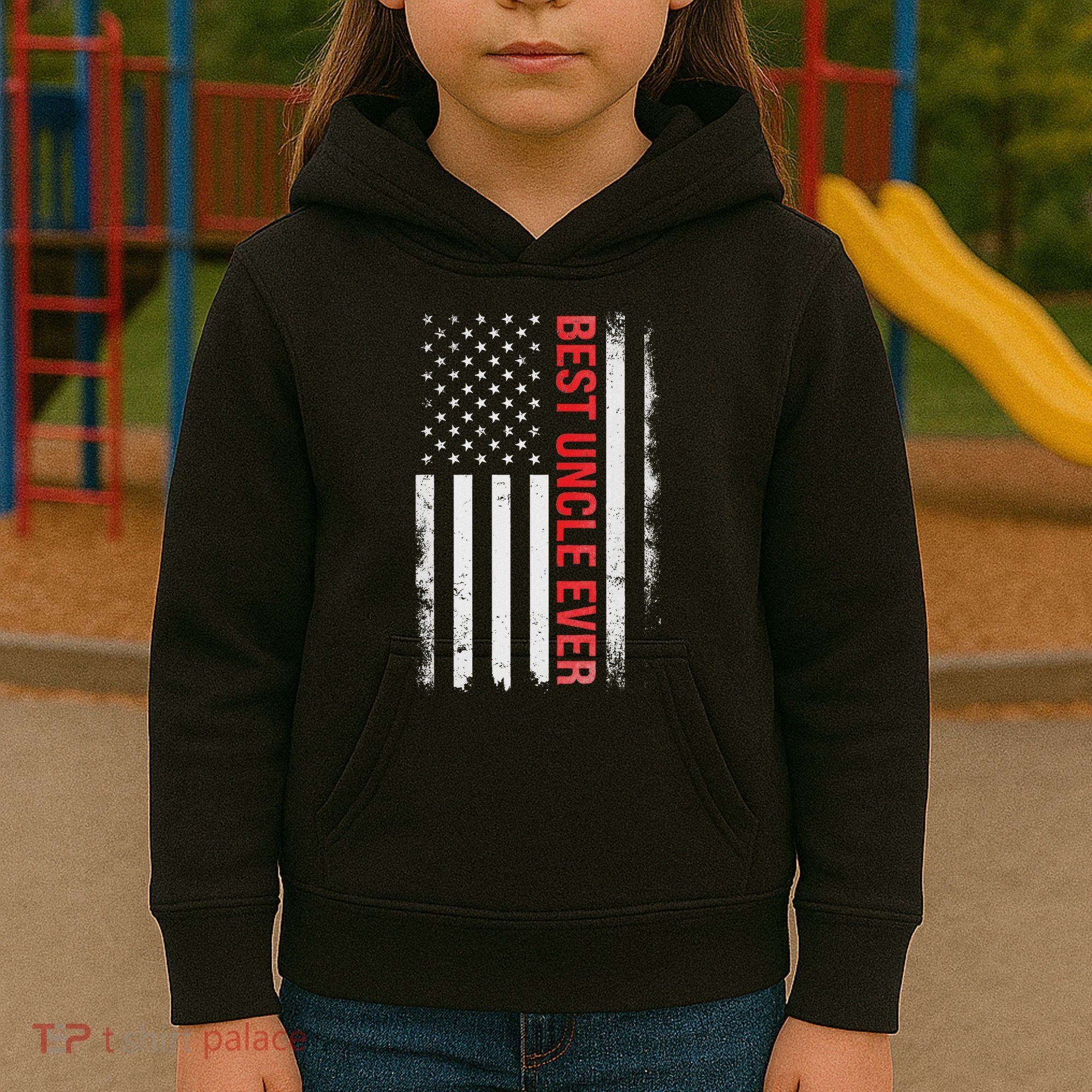Best Uncle Ever Usa Flag Funny Uncle Kids Hoodie