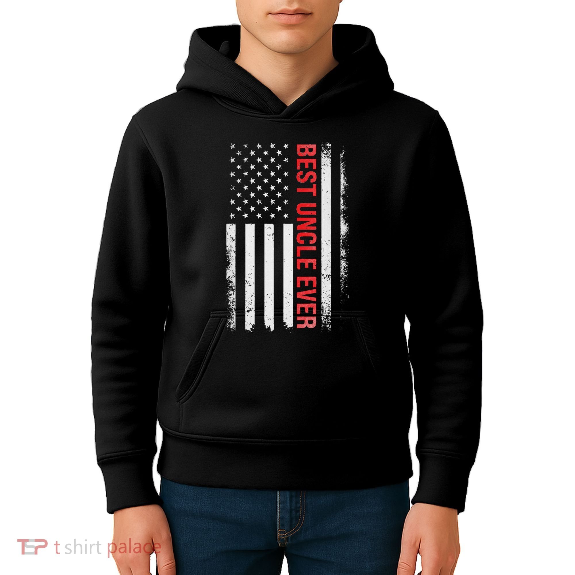 Best Uncle Ever Usa Flag Funny Uncle Kids Hoodie