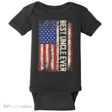 Best Uncle Ever Us American Flag For Uncle Baby Bodysuit