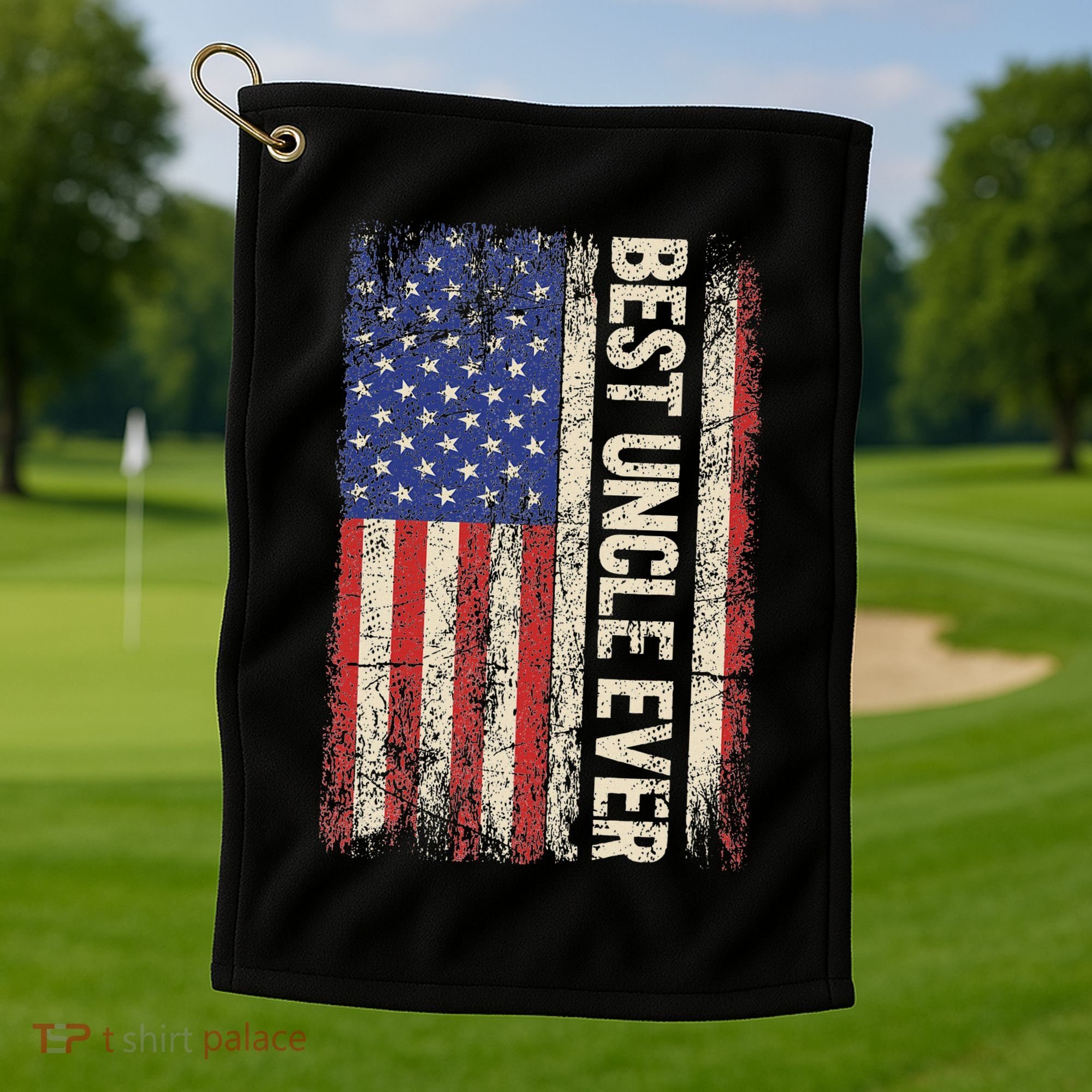 Best Uncle Ever Us American Flag For Uncle Golf Towel