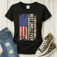 Best Uncle Ever Us American Flag For Uncle Women's T-Shirt thumb 3