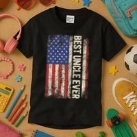 Best Uncle Ever Us American Flag For Uncle Kids T-Shirt thumb 3