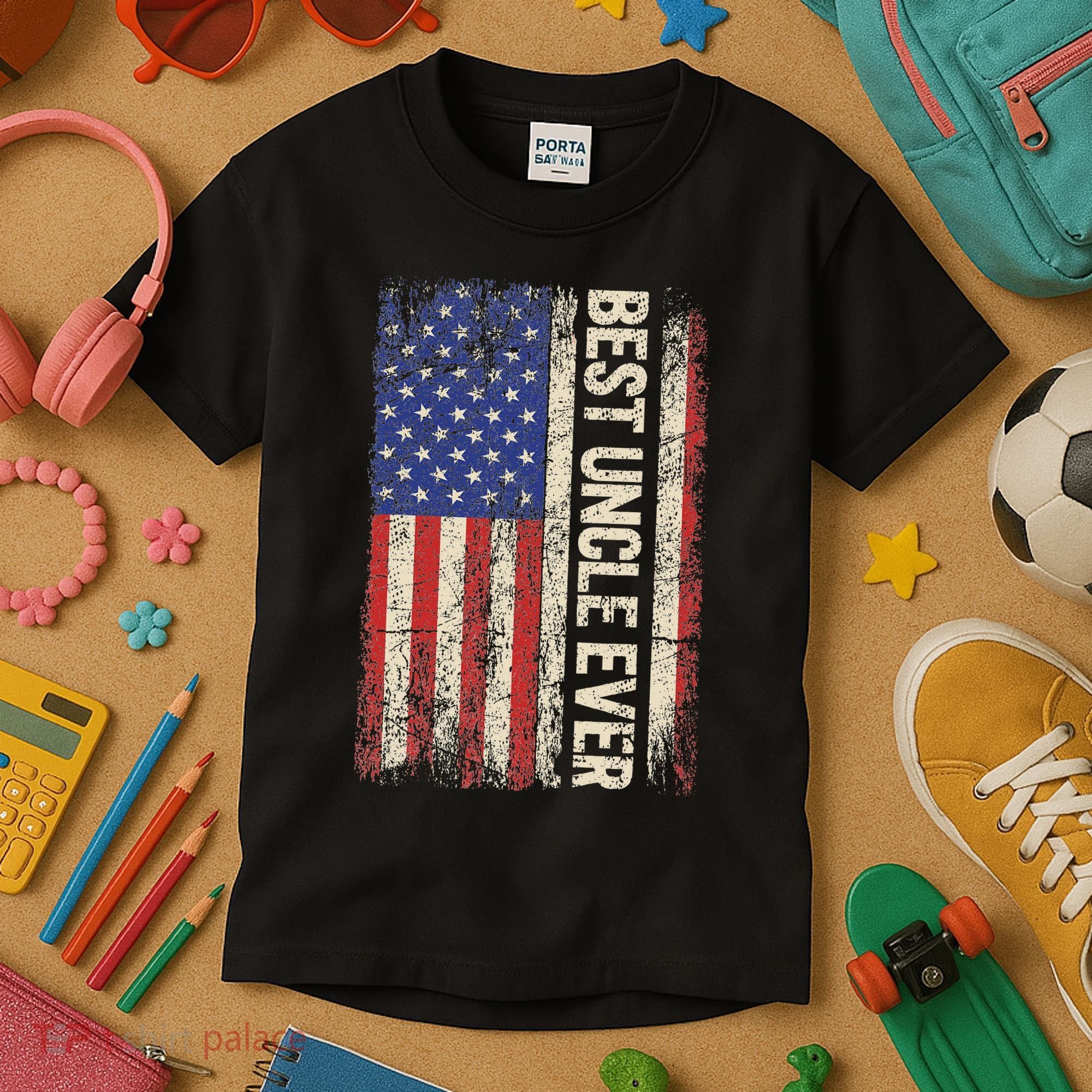 Best Uncle Ever Us American Flag For Uncle Kids T-Shirt