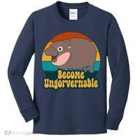 Become Ungovernable Funny Hippo Kids Long Sleeve Shirt thumb 0