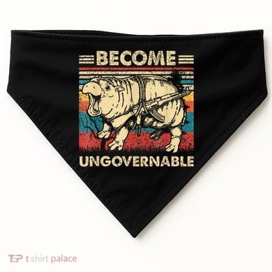Become Ungovernable Funny Moodeng Cute Baby Hippo Meme USA-Made Doggie Bandana